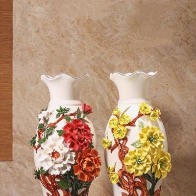 BÌNH HOA ĐẮP NỔI TRANG TRÍ PHÒNG KHÁCH